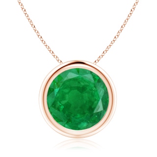10mm AA Bezel-Set Round Emerald Solitaire Pendant in Rose Gold