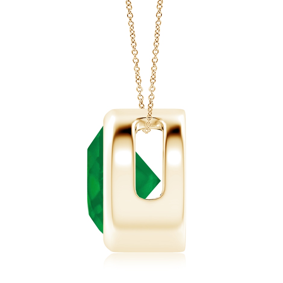 10mm AA Bezel-Set Round Emerald Solitaire Pendant in Yellow Gold side 199