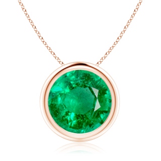 10mm AAA Bezel-Set Round Emerald Solitaire Pendant in Rose Gold