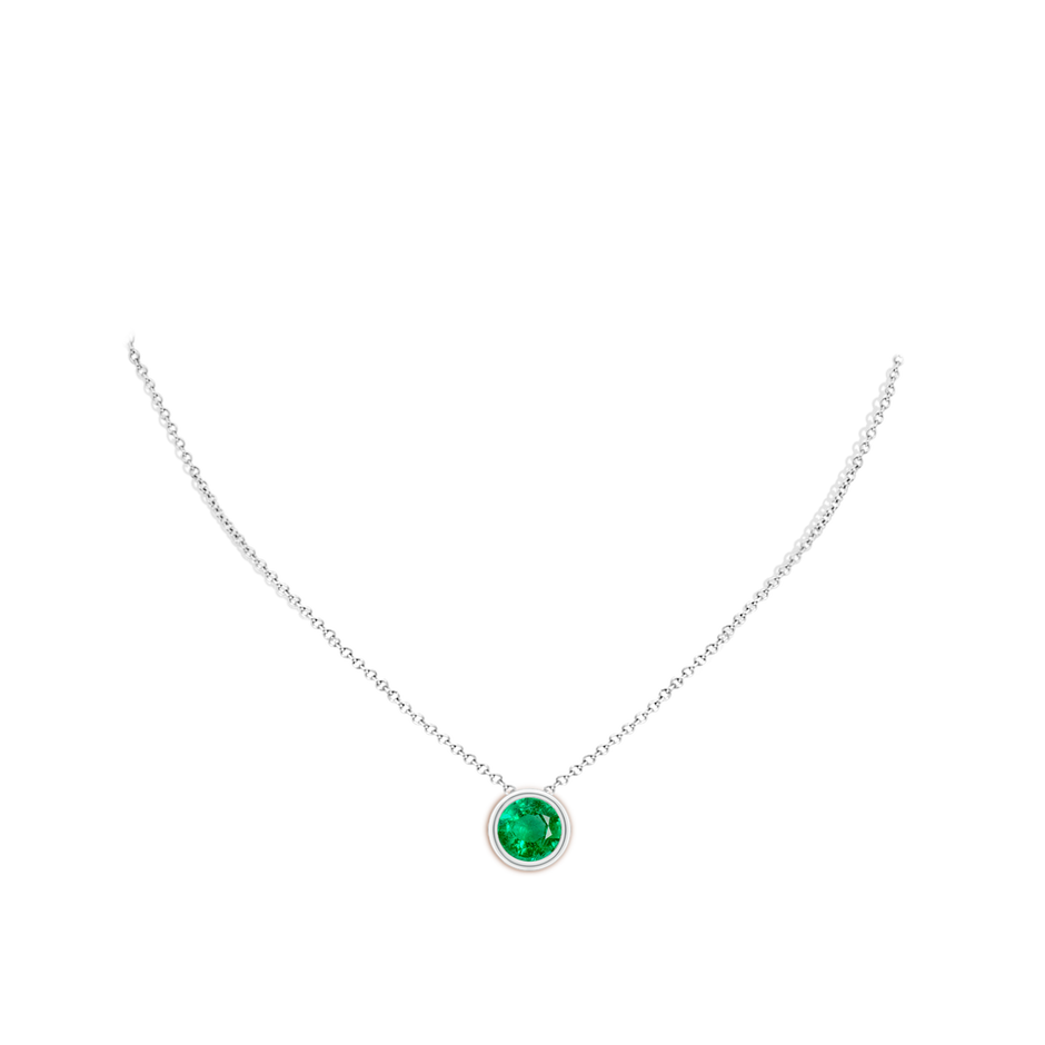 10mm AAA Bezel-Set Round Emerald Solitaire Pendant in White Gold pen