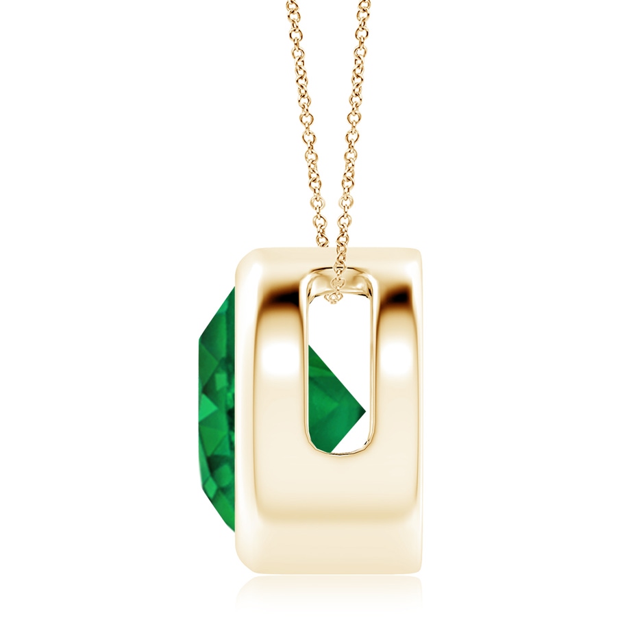 10mm AAA Bezel-Set Round Emerald Solitaire Pendant in Yellow Gold side 199