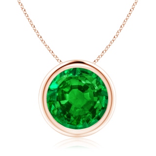 10mm AAAA Bezel-Set Round Emerald Solitaire Pendant in Rose Gold