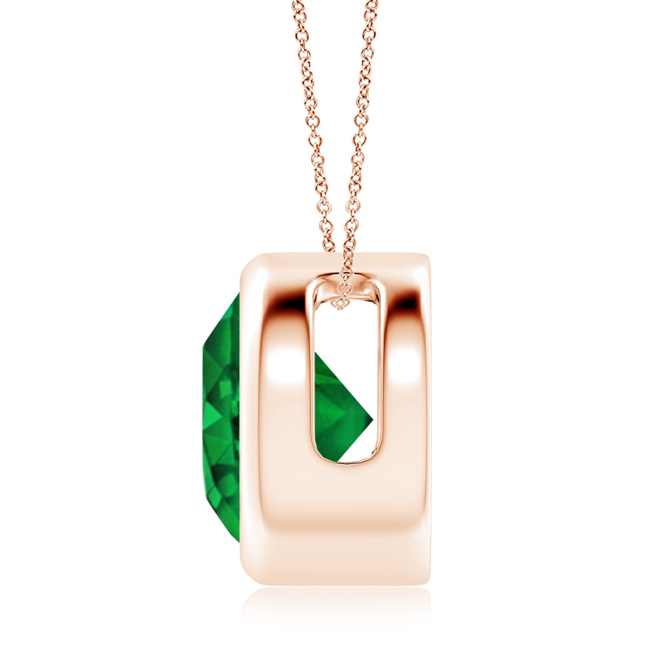 10mm AAAA Bezel-Set Round Emerald Solitaire Pendant in Rose Gold side 199