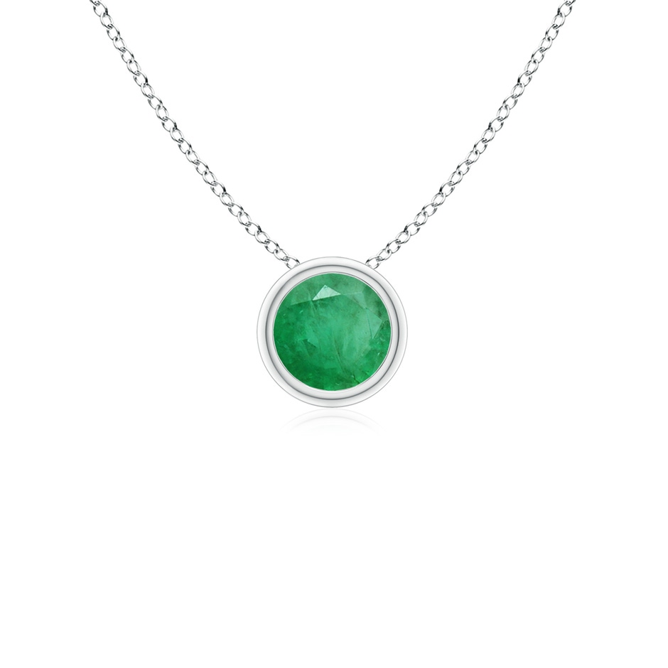 4mm A Bezel-Set Round Emerald Solitaire Pendant in P950 Platinum 