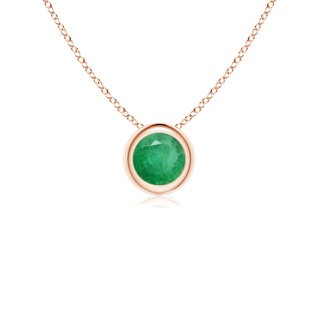4mm A Bezel-Set Round Emerald Solitaire Pendant in Rose Gold