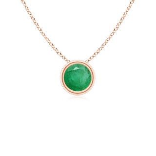 4mm A Bezel-Set Round Emerald Solitaire Pendant in Rose Gold