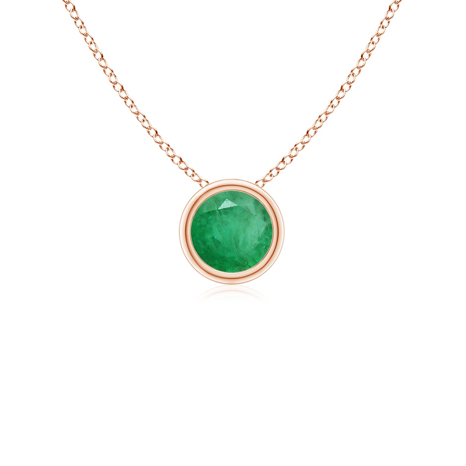 4mm A Bezel-Set Round Emerald Solitaire Pendant in Rose Gold 