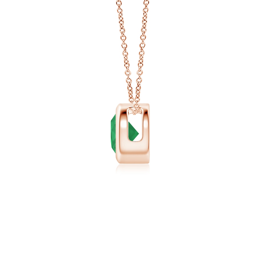 4mm A Bezel-Set Round Emerald Solitaire Pendant in Rose Gold side 199