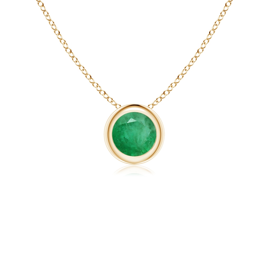 4mm A Bezel-Set Round Emerald Solitaire Pendant in Yellow Gold 