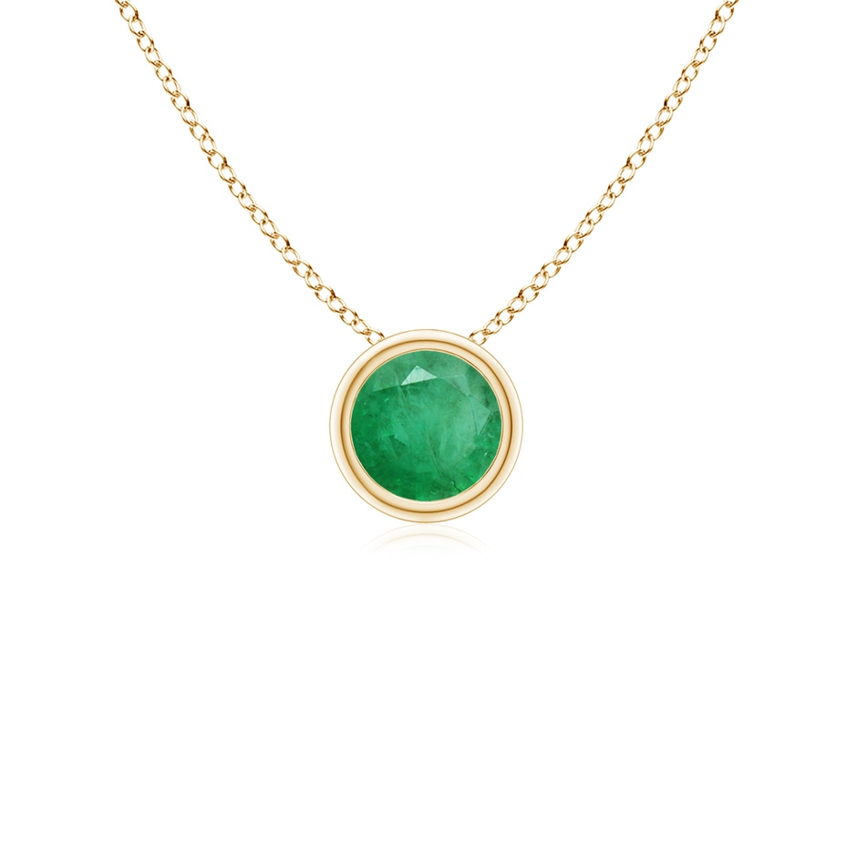 4mm A Bezel-Set Round Emerald Solitaire Pendant in Yellow Gold 