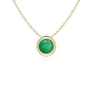 4mm A Bezel-Set Round Emerald Solitaire Pendant in Yellow Gold