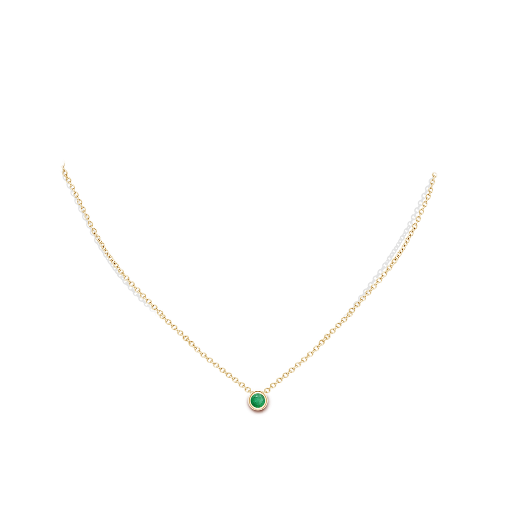 4mm A Bezel-Set Round Emerald Solitaire Pendant in Yellow Gold pen