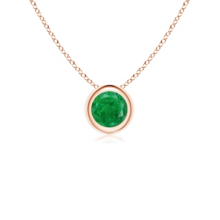 4mm AA Bezel-Set Round Emerald Solitaire Pendant in Rose Gold
