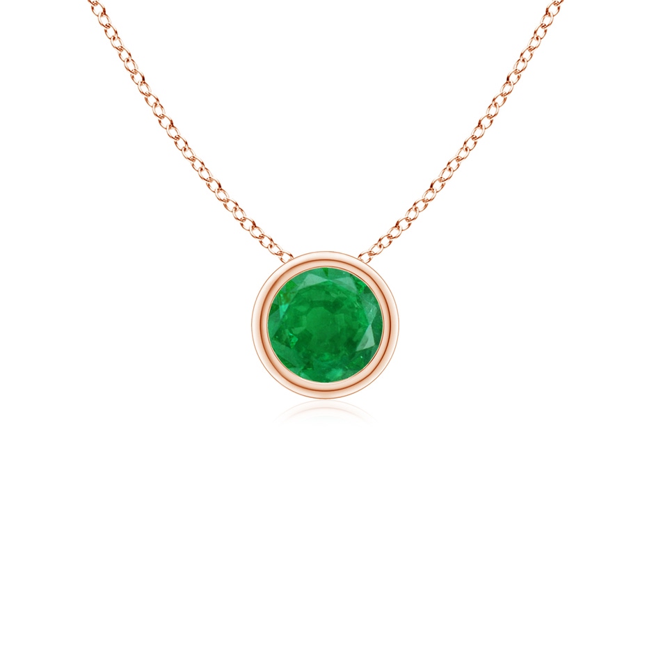 4mm AA Bezel-Set Round Emerald Solitaire Pendant in Rose Gold 