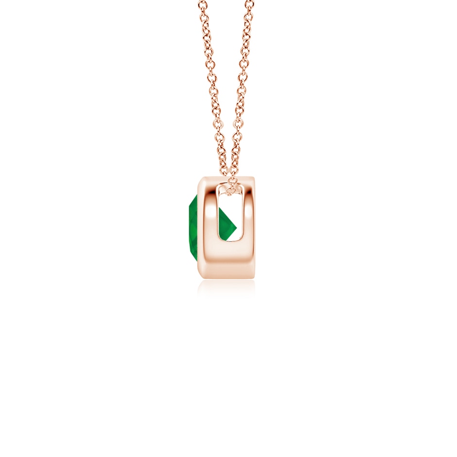 4mm AA Bezel-Set Round Emerald Solitaire Pendant in Rose Gold side 199