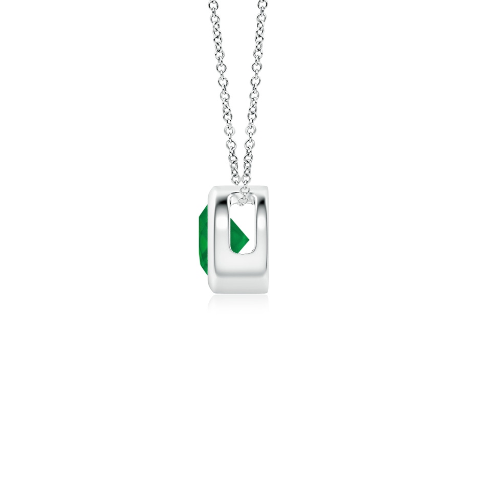 4mm AA Bezel-Set Round Emerald Solitaire Pendant in White Gold side 199