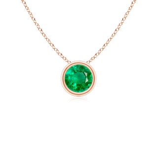 4mm AAA Bezel-Set Round Emerald Solitaire Pendant in 10K Rose Gold
