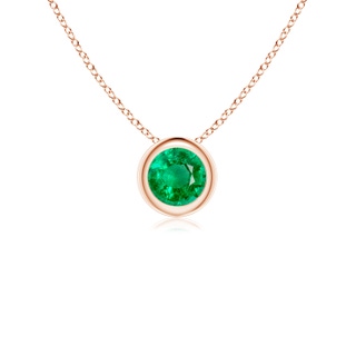 4mm AAA Bezel-Set Round Emerald Solitaire Pendant in Rose Gold