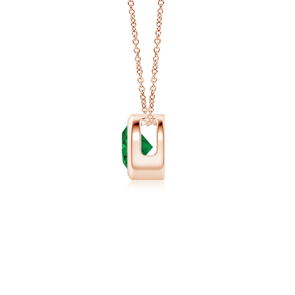 4mm AAA Bezel-Set Round Emerald Solitaire Pendant in Rose Gold side 199
