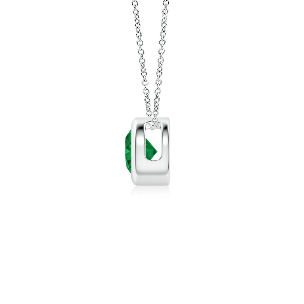 4mm AAA Bezel-Set Round Emerald Solitaire Pendant in White Gold Side 199
