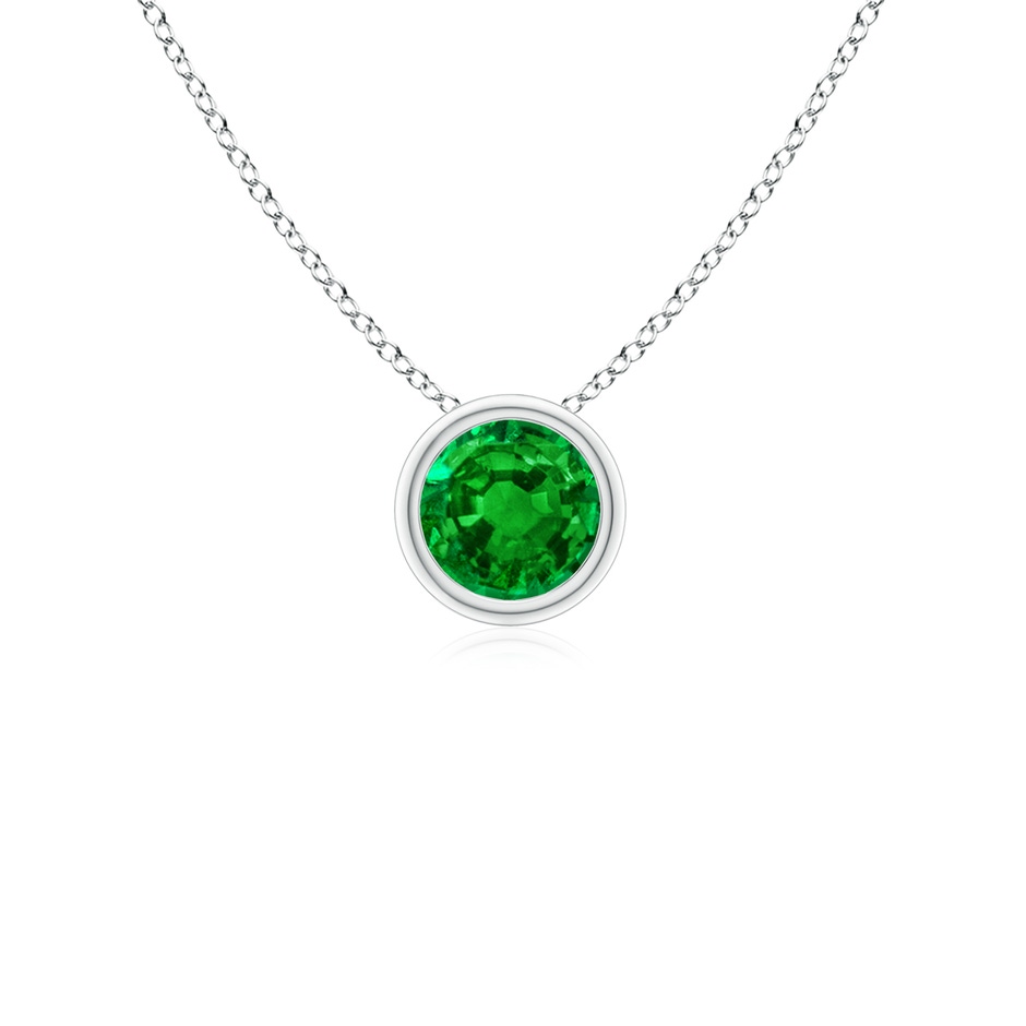 4mm AAAA Bezel-Set Round Emerald Solitaire Pendant in P950 Platinum 