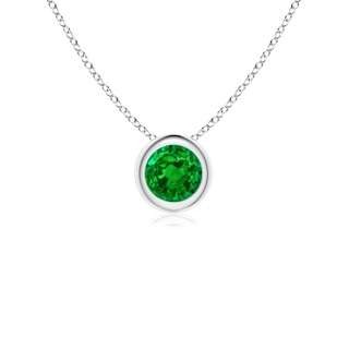4mm AAAA Bezel-Set Round Emerald Solitaire Pendant in P950 Platinum