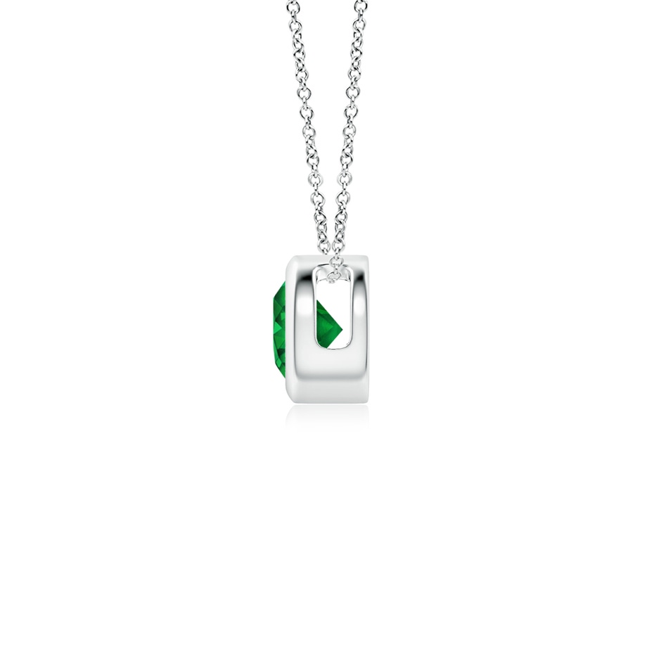 4mm AAAA Bezel-Set Round Emerald Solitaire Pendant in P950 Platinum side 199