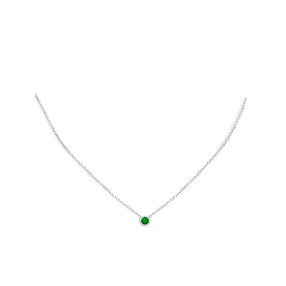 4mm AAAA Bezel-Set Round Emerald Solitaire Pendant in P950 Platinum pen