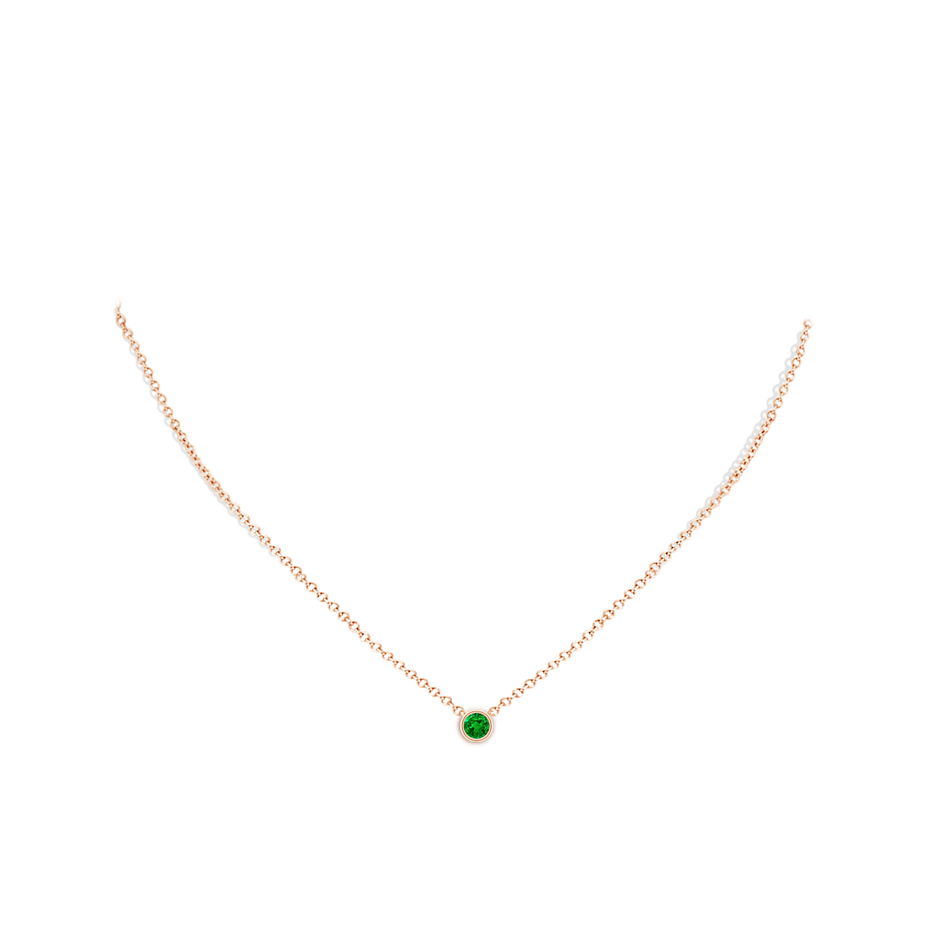 4mm AAAA Bezel-Set Round Emerald Solitaire Pendant in Rose Gold pen
