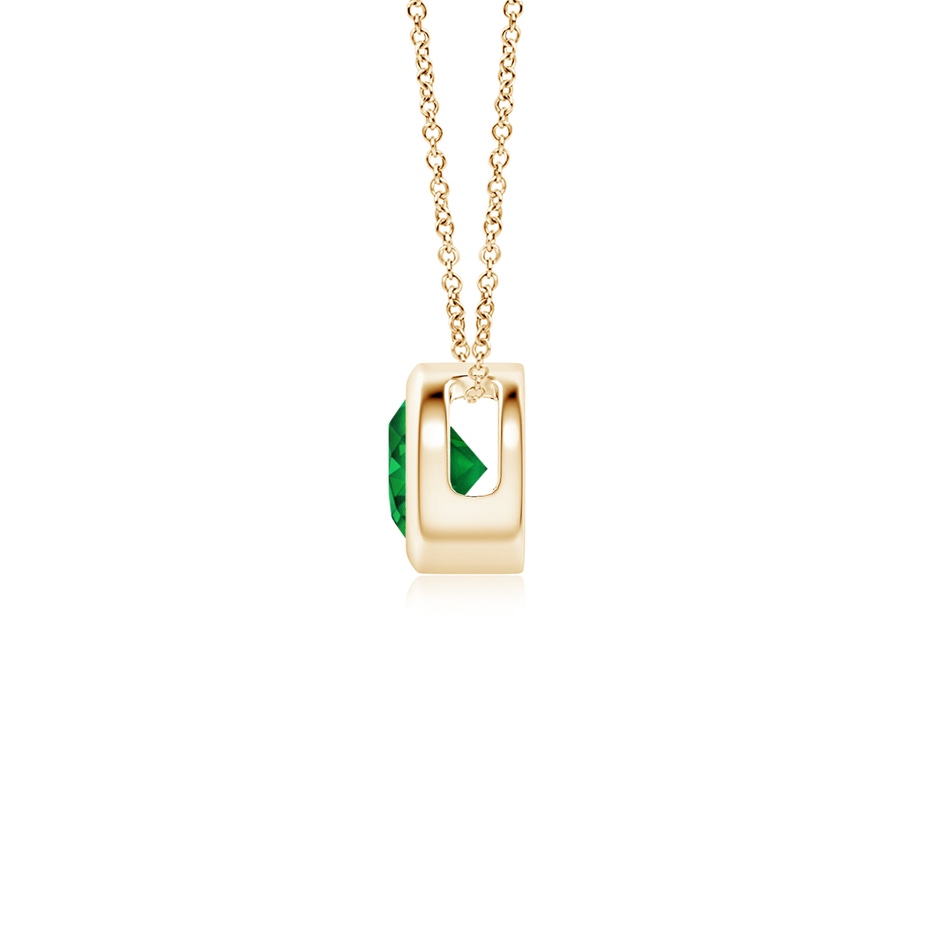 4mm AAAA Bezel-Set Round Emerald Solitaire Pendant in Yellow Gold side 199