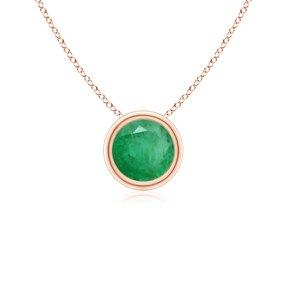 5mm A Bezel-Set Round Emerald Solitaire Pendant in Rose Gold 
