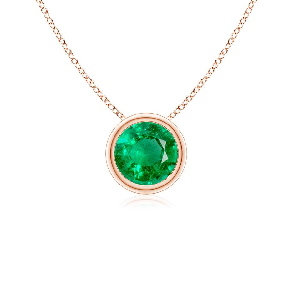 5mm AAA Bezel-Set Round Emerald Solitaire Pendant in Rose Gold 