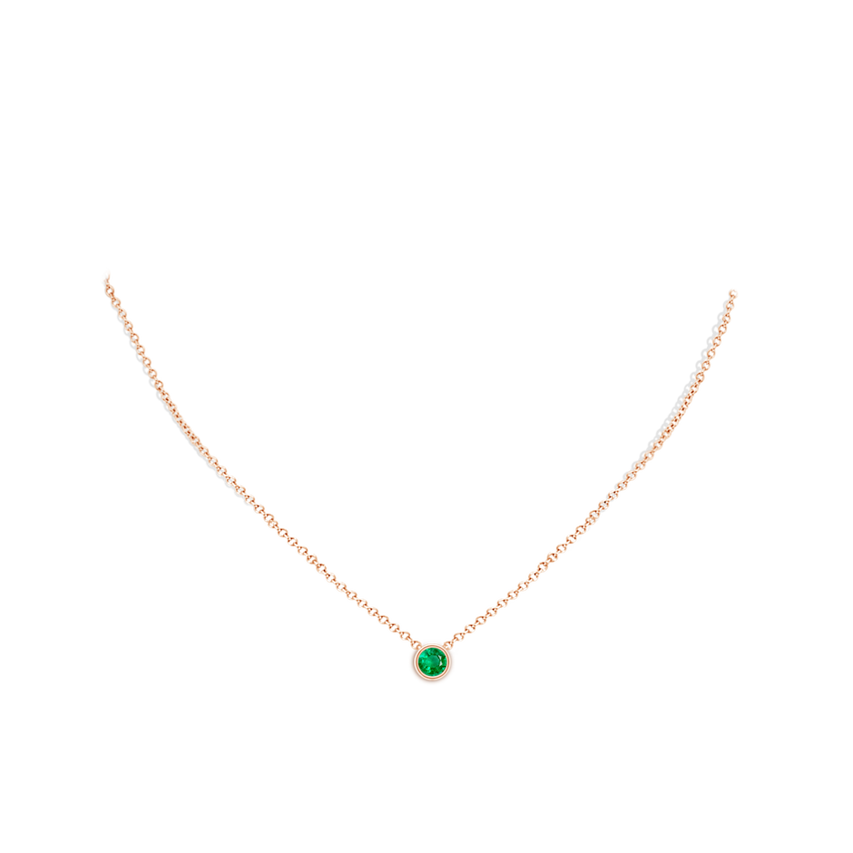 5mm AAA Bezel-Set Round Emerald Solitaire Pendant in Rose Gold pen
