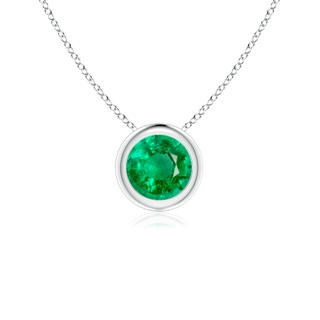 5mm AAA Bezel-Set Round Emerald Solitaire Pendant in White Gold