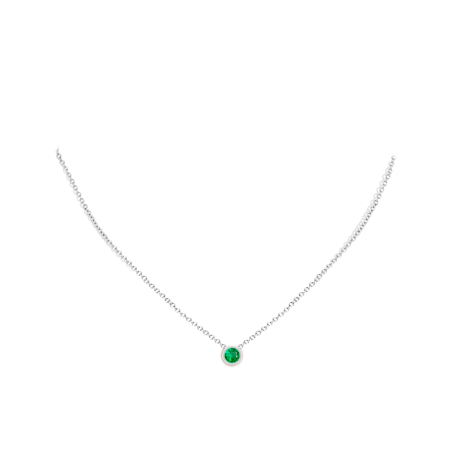 5mm AAA Bezel-Set Round Emerald Solitaire Pendant in White Gold pen