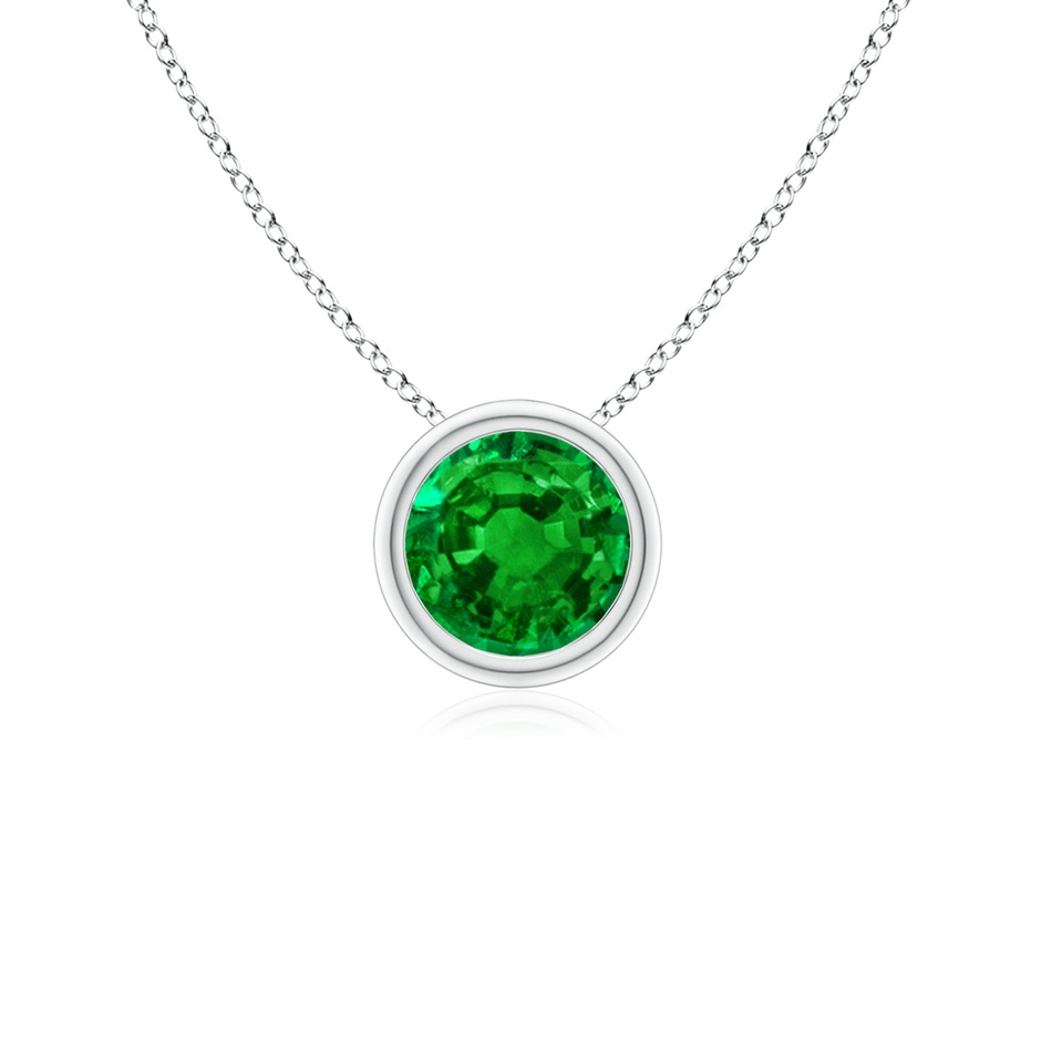 5mm AAAA Bezel-Set Round Emerald Solitaire Pendant in P950 Platinum 