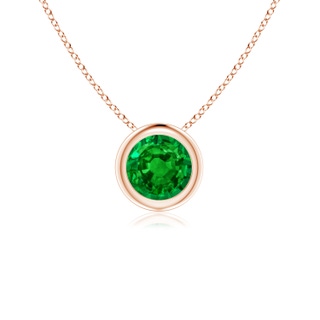 5mm AAAA Bezel-Set Round Emerald Solitaire Pendant in Rose Gold