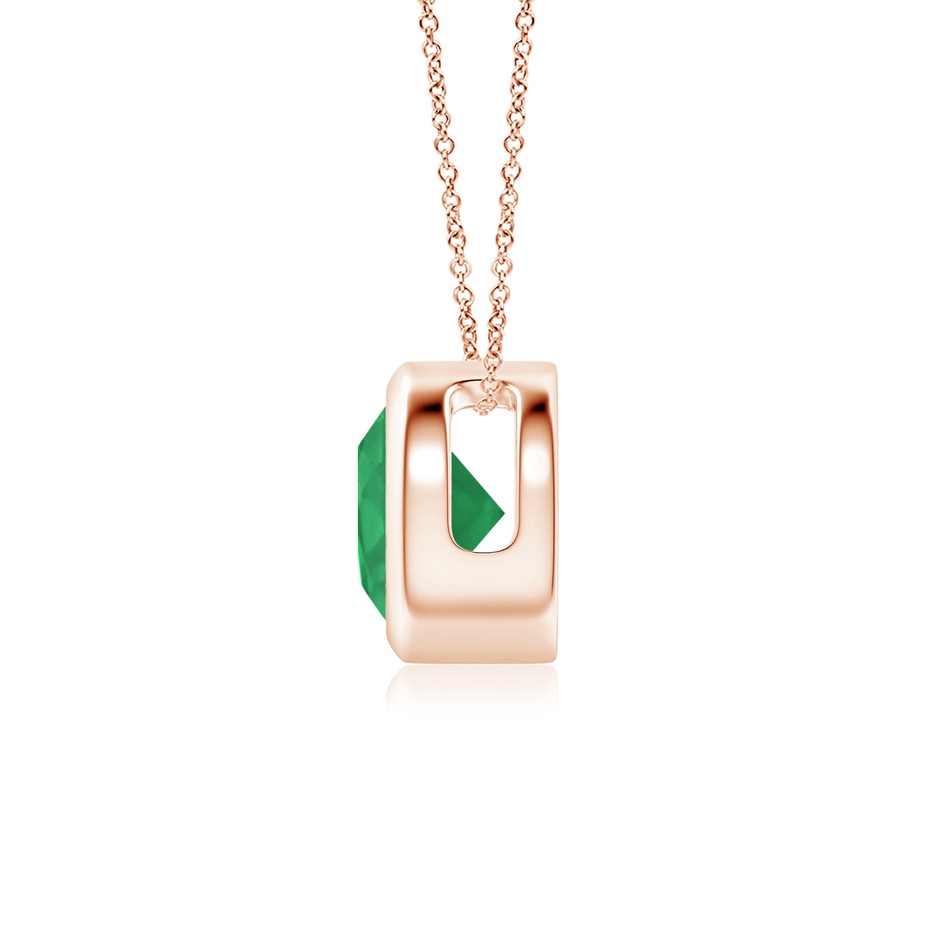 6mm A Bezel-Set Round Emerald Solitaire Pendant in Rose Gold side 199