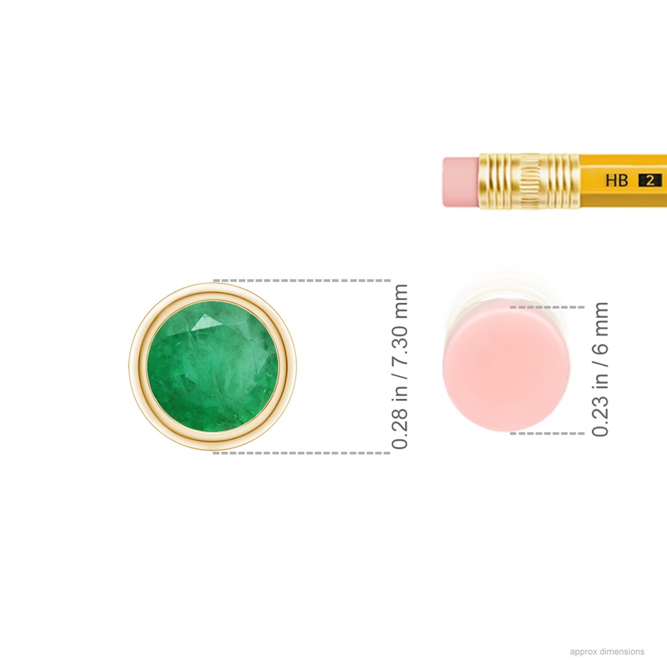 6mm A Bezel-Set Round Emerald Solitaire Pendant in Yellow Gold ruler