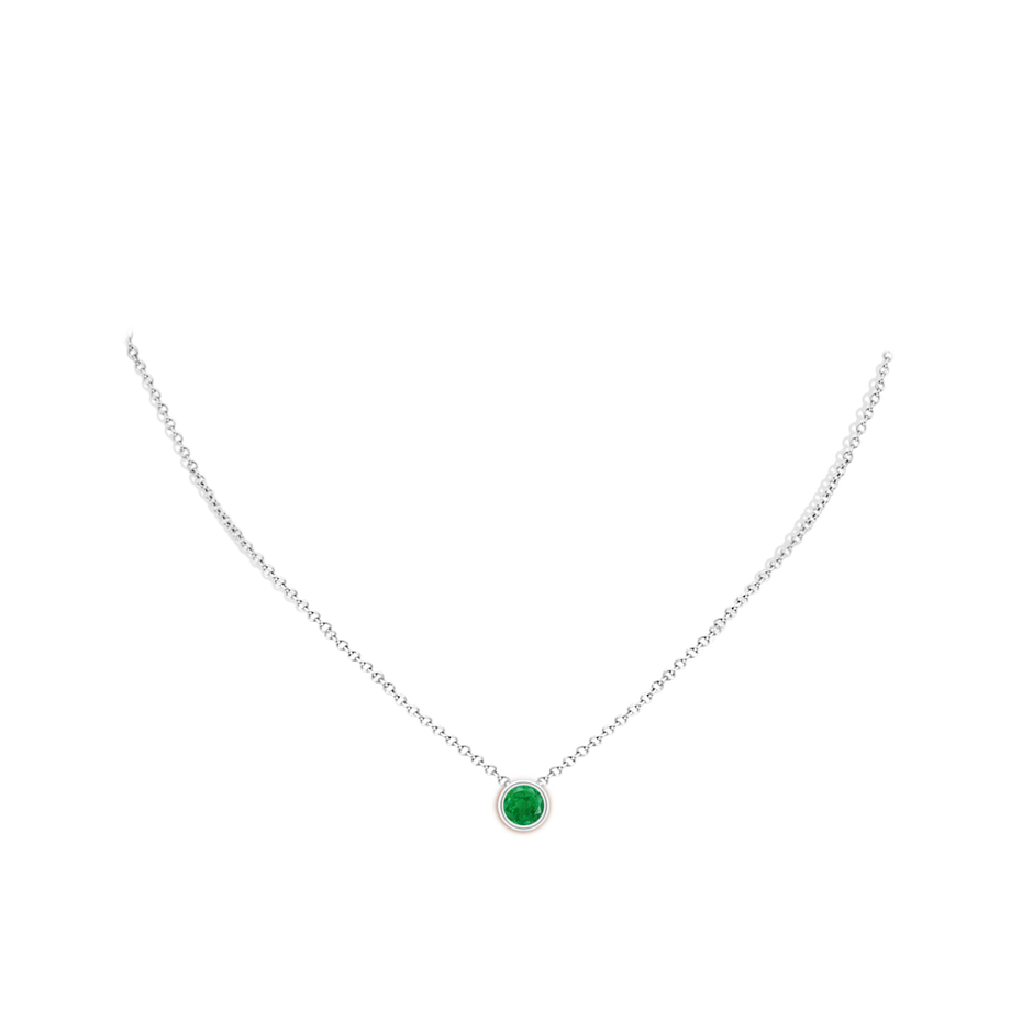 6mm AA Bezel-Set Round Emerald Solitaire Pendant in P950 Platinum pen