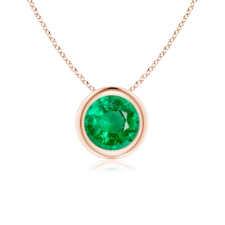 6mm AAA Bezel-Set Round Emerald Solitaire Pendant in Rose Gold