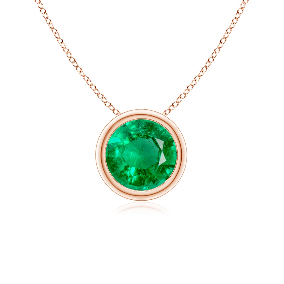 6mm AAA Bezel-Set Round Emerald Solitaire Pendant in Rose Gold 