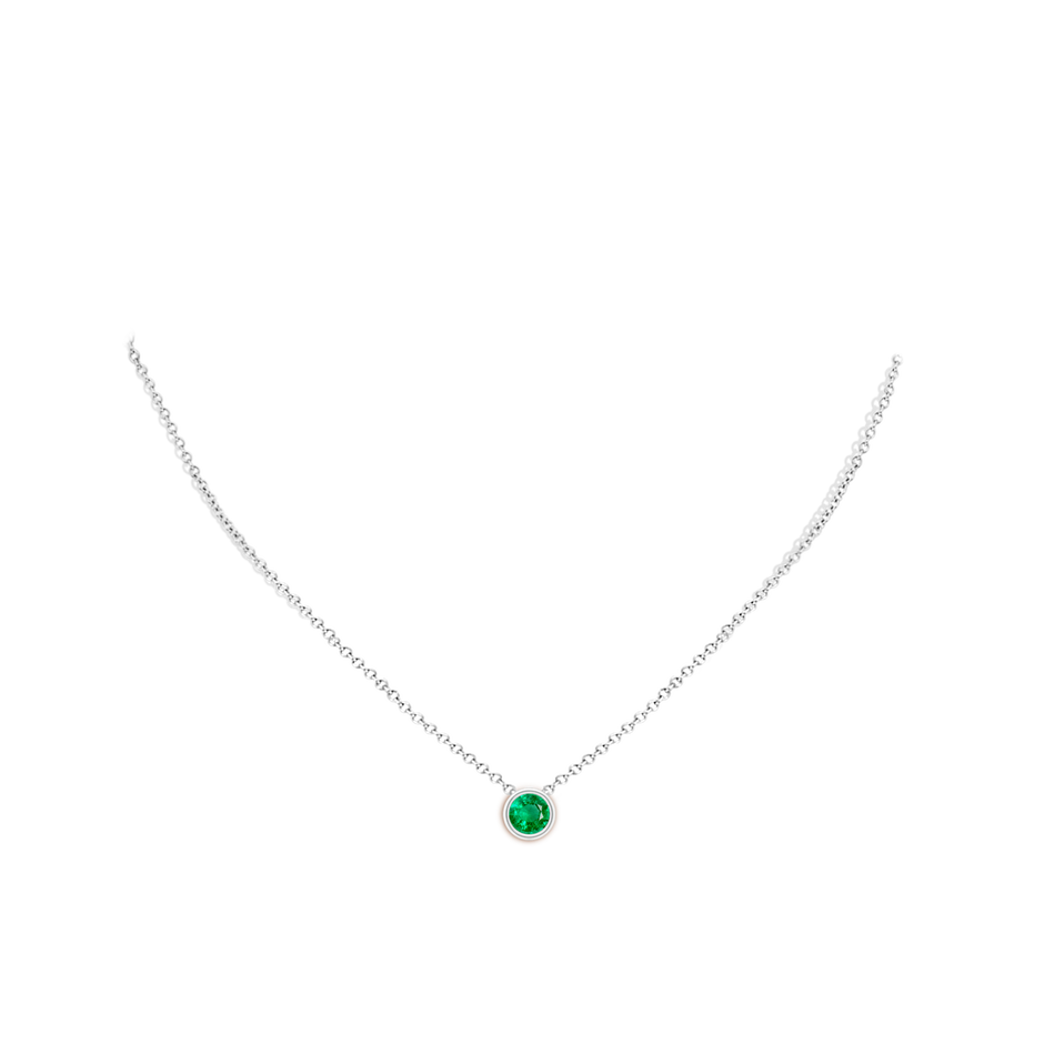 6mm AAA Bezel-Set Round Emerald Solitaire Pendant in White Gold pen