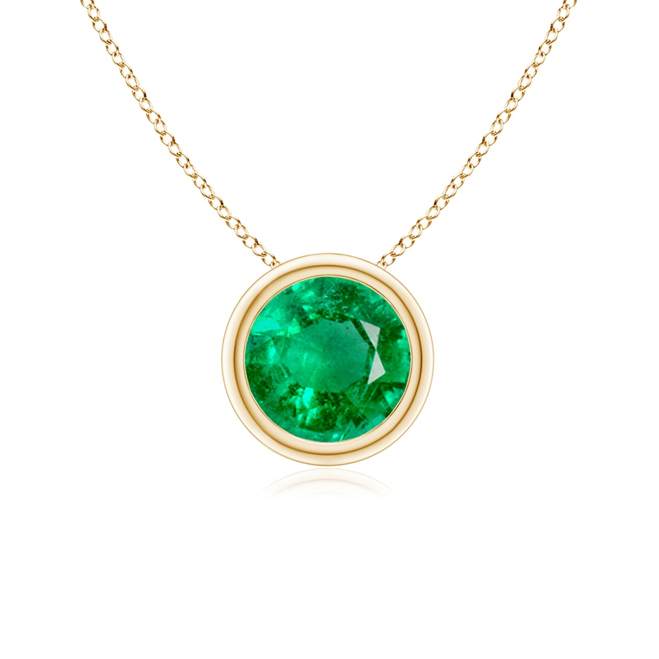 6mm AAA Bezel-Set Round Emerald Solitaire Pendant in Yellow Gold 