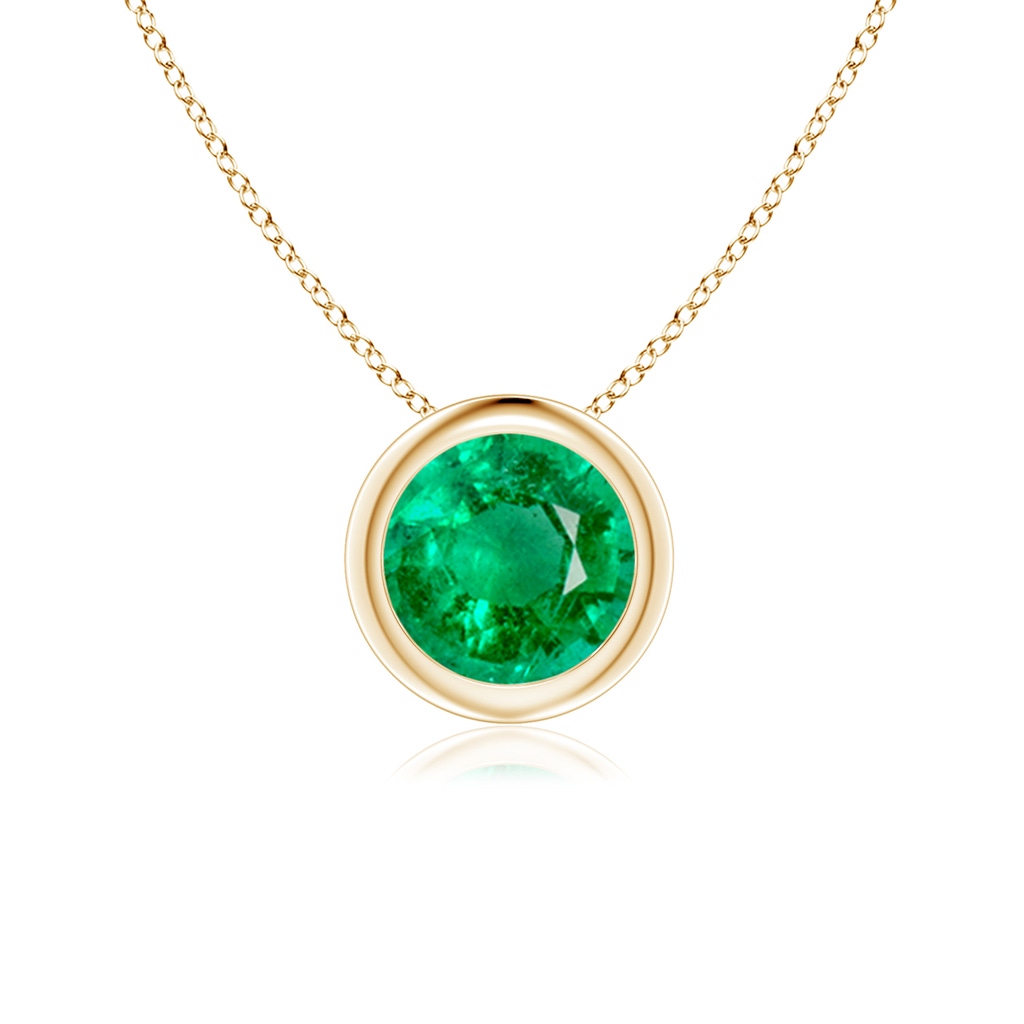 6mm AAA Bezel-Set Round Emerald Solitaire Pendant in Yellow Gold