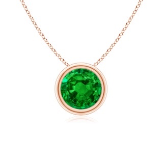 6mm AAAA Bezel-Set Round Emerald Solitaire Pendant in 9K Rose Gold