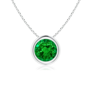 6mm AAAA Bezel-Set Round Emerald Solitaire Pendant in P950 Platinum