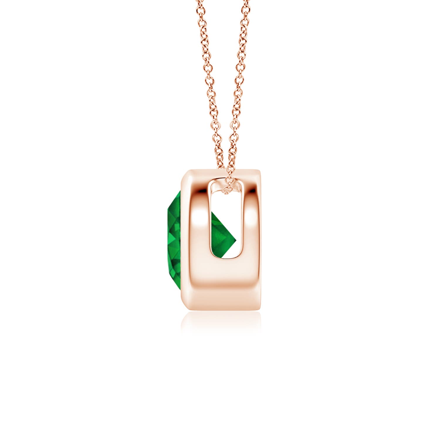 6mm AAAA Bezel-Set Round Emerald Solitaire Pendant in Rose Gold
