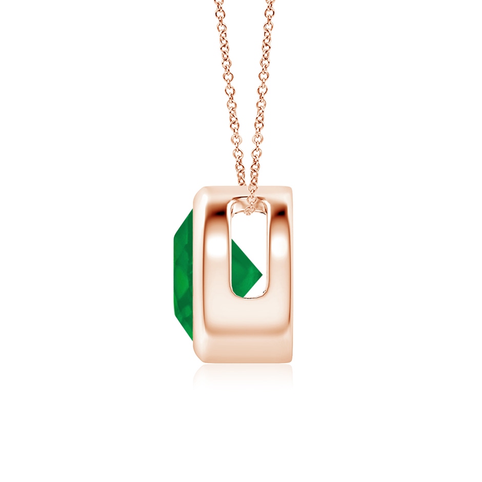 7mm AA Bezel-Set Round Emerald Solitaire Pendant in Rose Gold side 199