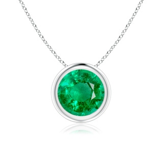7mm AAA Bezel-Set Round Emerald Solitaire Pendant in P950 Platinum